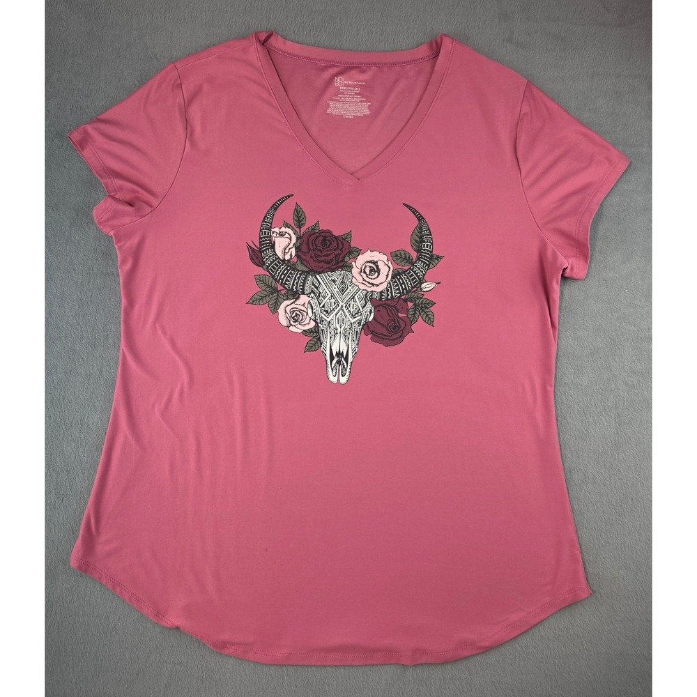 Western Cow Skull Graphic Pink No Boundaries‎ Tee Womens 3X